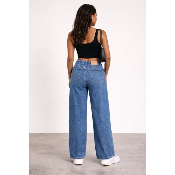 ZARA Womens Wide Leg Jeans Blue Denim Size US 6 EUR 38 New Without Tag - Picture 2 of 8